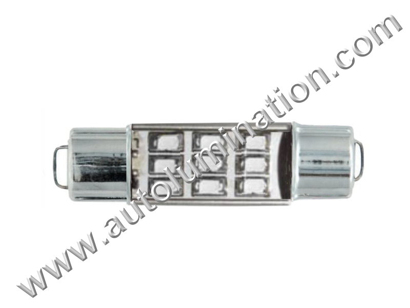 2pcs Xenon White 44mm 211-2 578 8-SMD Rigid Loop LED Bulbs For Door Trunk Lights 