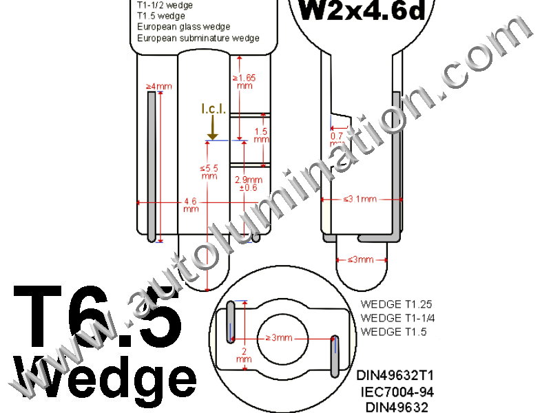 Instrument Panel, Gauge, Colored Led Bulbs, Lights,Lamps,T6.5 Wedge Bulbs,24 T6-1/2 T2-1/4, T6.5 Wedge Base