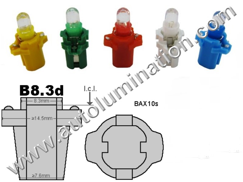 Neowedge Instrument Panel Gauge Bulbs Focused Led  B8.3D 17058  B8.3D,2752,2722,2752MF,2722MF, B8.3D-5X24-12V-1.2W,WN27215,121789, B8.3D-5X24-12V-2W,WN9245,121791,WN5085,121792,17058