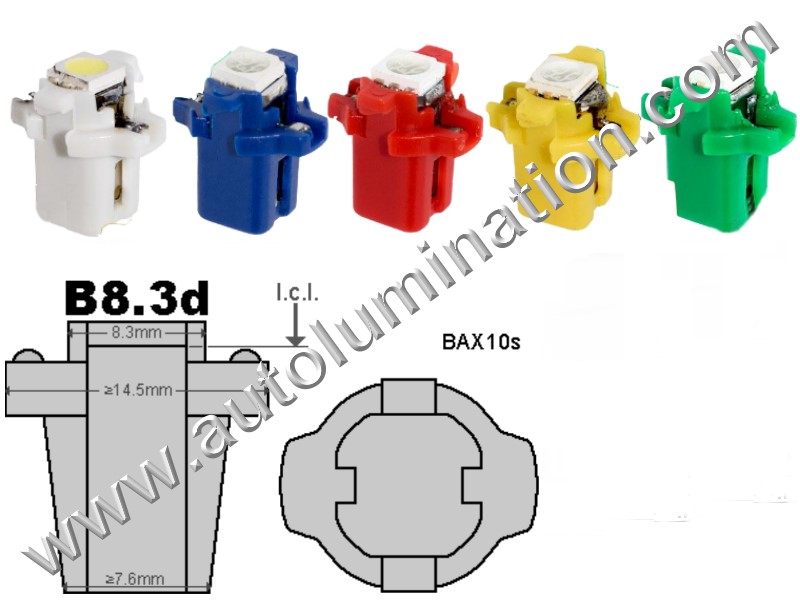 Neowedge Instrument Panel Gauge Bulbs 5050 SMD Led B8.3D 17058  B8.3D,2752,2722,2752MF,2722MF, B8.3D-5X24-12V-1.2W,WN27215,121789, B8.3D-5X24-12V-2W,WN9245,121791,WN5085,121792,17058