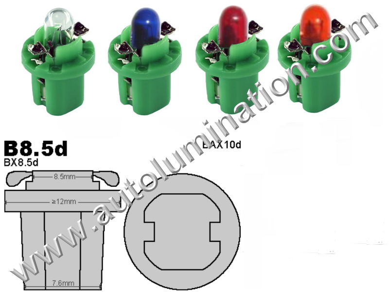 Neowedge Instrument Panel Gauge Incandescent Bulbs B8.5D 2752 2722 2752MF 2722MF 509t B8.5D,2752,2722,2752MF,2722MF,B8.5D-5X24-12V-1.2W,WN27215,121789,B8.5D-5X24-12V-2W,WN9245,121791,WN5085,121792,509t,17057