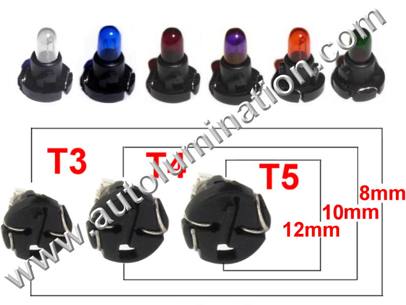 T3 T4 T5 Neowedge Incandescent Glass Instrument Panel Gauge Colored Bulbs Lights Lamps T4.2,T4.7,39397-SA5-003,35852-SEP-A02,35853-SDA-A01,81850-35050,79674-S3N-941,79609-S02-A11,79607-SHJ-S01, 36773-SEP-A01,35851-sm4-003,36774-SEP-A01,79628-S2a-003,35855-S2A-003,35851-S2A-003,35855-S2A-A11,5019519-AA, 4897949AA, 79609-S02-A01