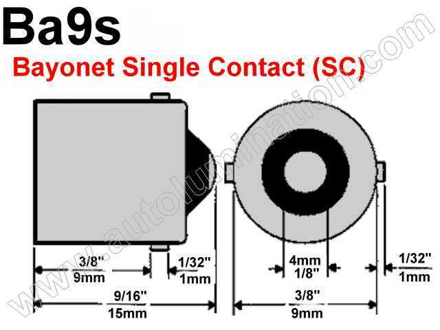 Ba9s T10 Bayonet Metal standard bulb bases with a plug in 2wire pigtail 6in 18 gauge wires