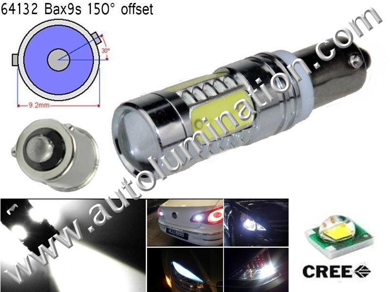  Bax9s Bayonet Base Bulbs =H6W BAX9s 64132 Osram 12082 Phillips 9 Watt Cree Cool White AC  Led Side Marker License Plate Bulb