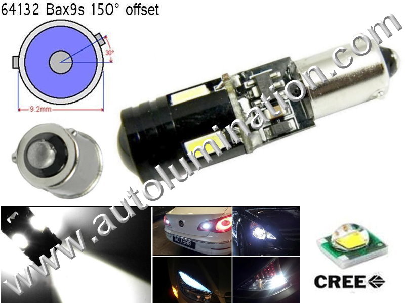 Bax9s Bayonet Base Bulbs H6W BAX9s 64132 Osram 12082 Phillips 9 Watt Cree Cool White Led Side Marker License Plate Bulb