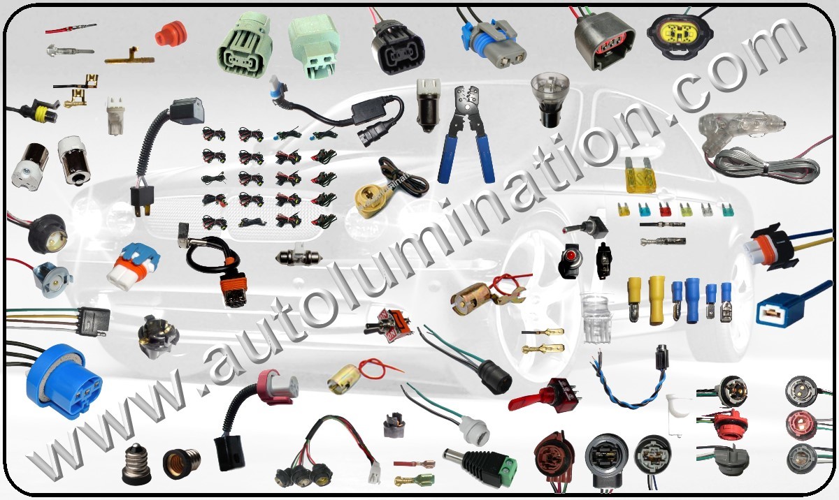 Automotive, Automobile, Car, Truck, Motorcycle, Light Bulb Connectors, Headlight Bulb Connectors, male,P13,P13w,P20d,P22d,P29t,parts,PX29t,Relay Harness,Replacement Headlight Bulbs,Replacement parts,sealed,Sockets,Super White,