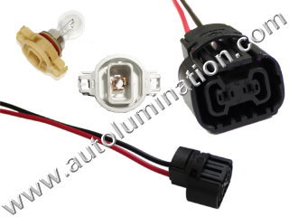 5202 H16 H16W 9009 PSX24W PSY24W 2504 5201 5301 5202 8L8Z13N021A Led DRL Fog Light Bulb Female Socket Pigtail Connector Wire