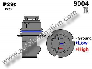 p29t 9004 Bulb Base Dimensions Schematic Configuration