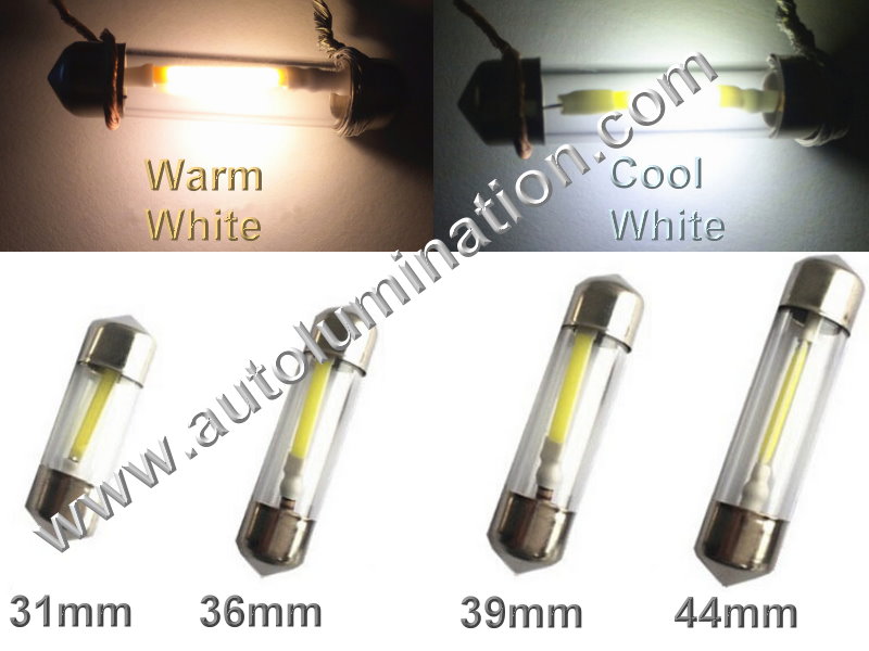 6x 12 Volt LED Lights White Interior Festoon Rigid loop Lamps Bulb for Car 44mm