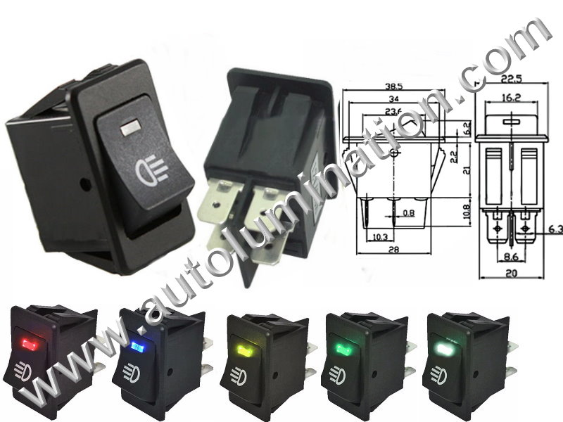 Plastic Rocker Lighted Lit Kit  Led Toggle SPDT Switch