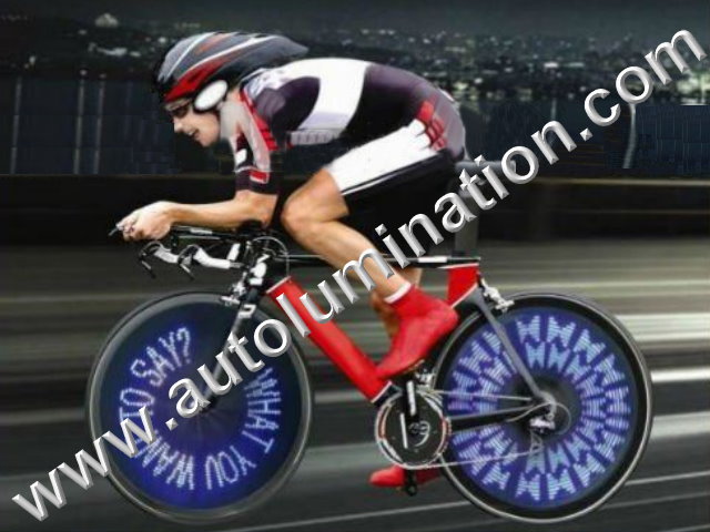 Cycling Bicycle Flash 30 Blue LED Wireless Custom Messaging Bike Wheel tire Lights