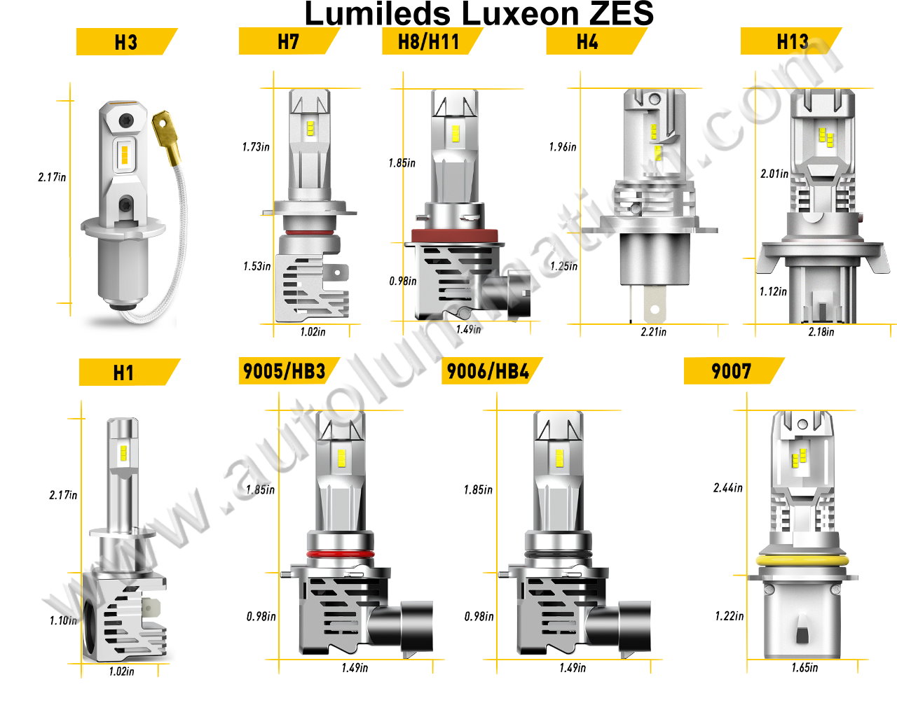 ZES Lumileds 6000K Super White LED High Powered Headlight Bulb