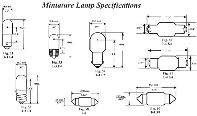 Automotive Replacement Visual Light Finder Dimensions