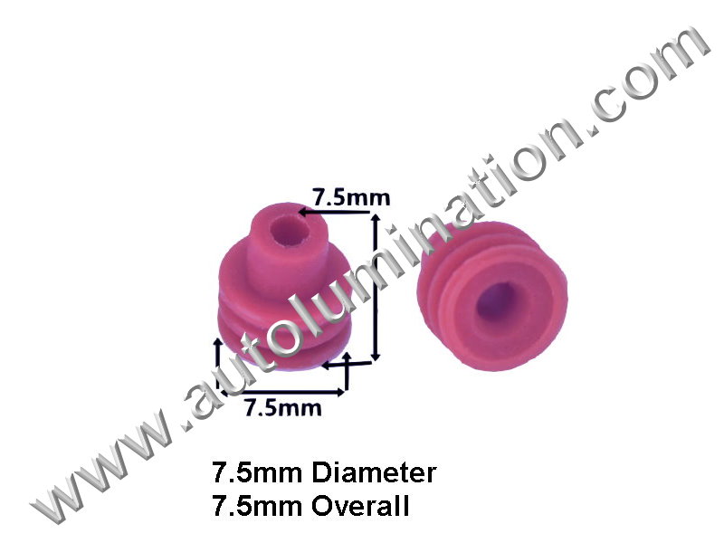 Silicone Rubber Connector Weatherproof Grommet Seal ,7.5mm Diameter,7.5mm Overall,,,,,