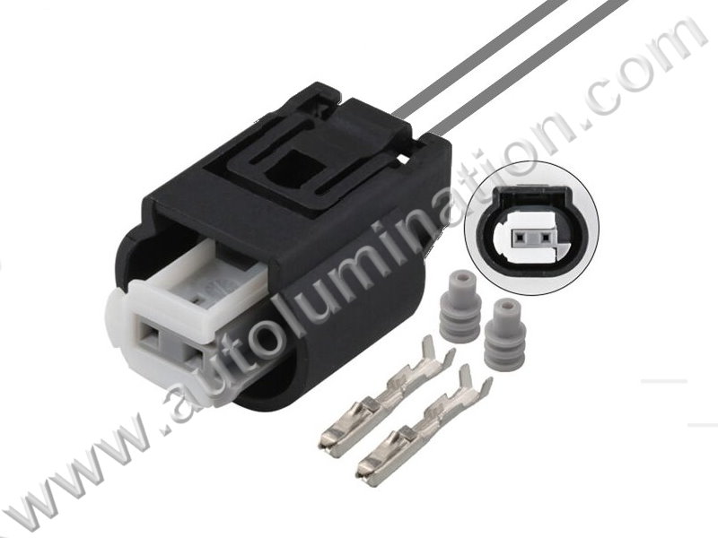 Pigtail Connector with Wires,Special 2P-0.7-16,,,Tyco, Amp,,,,1718555-1, 968405-1, 2 hole female cable connectors, CKK7021W-0.7-21,CKK7021W-0.7-21,,,Temperature Sensor,,For BMW, Mini