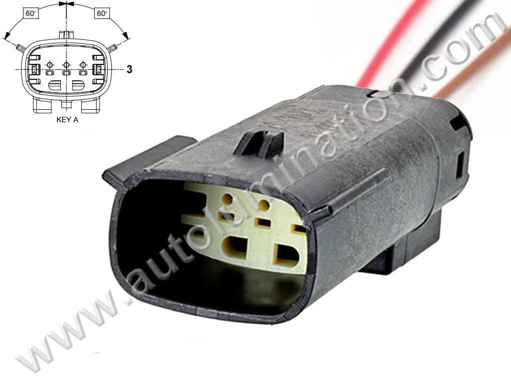 Pigtail Connector with Wires,,,,Molex,B83B3,,,334810301, 33481-0301,,Daytime Running Lamp,Fog Lamp, Hood Sensor,,,,Chevy, Lincoln, Ford