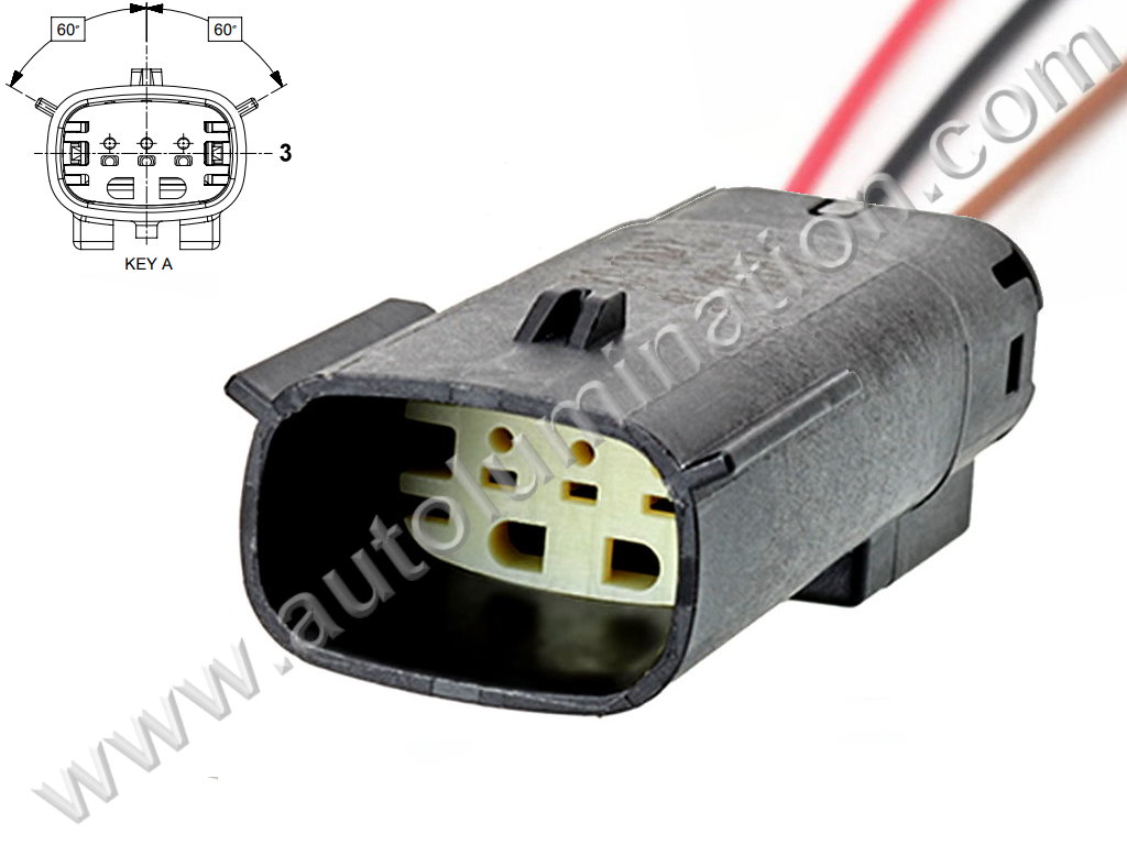 Pigtail Connector with Wires,,,,Molex,MX150,B83B3,,334810301, 33481-0301,,Daytime Running Lamp,Fog Lamp, Hood Sensor,,,,Chevy, Lincoln, Ford