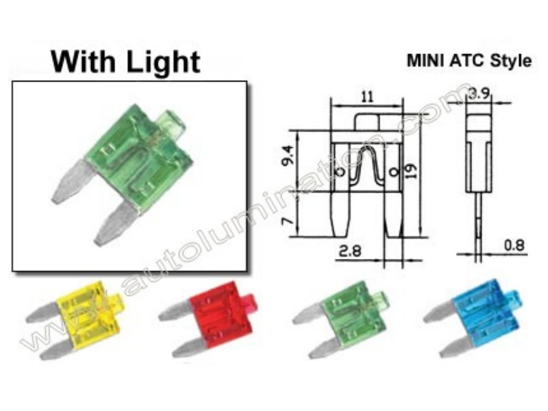 Mini-Fuse With Light 10 Amp 10 Pack