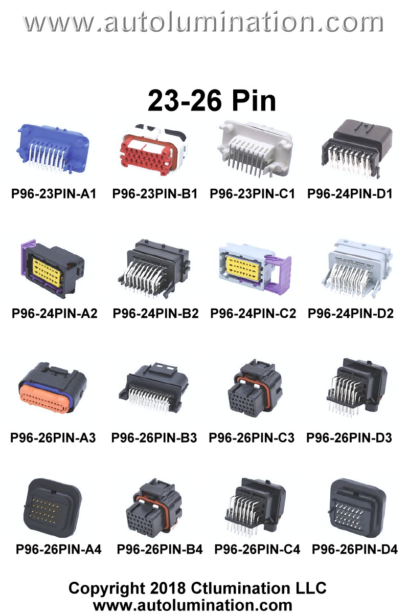 Automotive,  20, 23, 24, 26, 28, 32, 33, 34, 35, 36, 37, 38, 39, 42, 44, 48, 52, 58, 60, 62. 64, 73, 81. 82. 90. 94, 104, 112, Pin, Position, Cavity, Wire, Connector