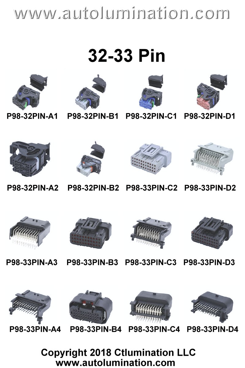 Automotive,  20, 23, 24, 26, 28, 32, 33, 34, 35, 36, 37, 38, 39, 42, 44, 48, 52, 58, 60, 62. 64, 73, 81. 82. 90. 94, 104, 112, Pin, Position, Cavity, Wire, Connector