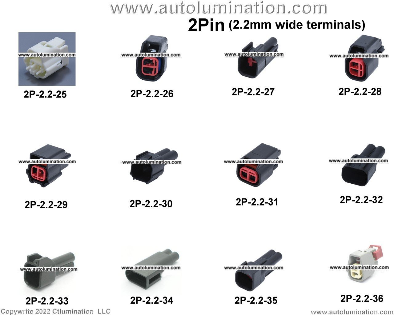 Automotive 2 Pin Position Cavity Wire Connector