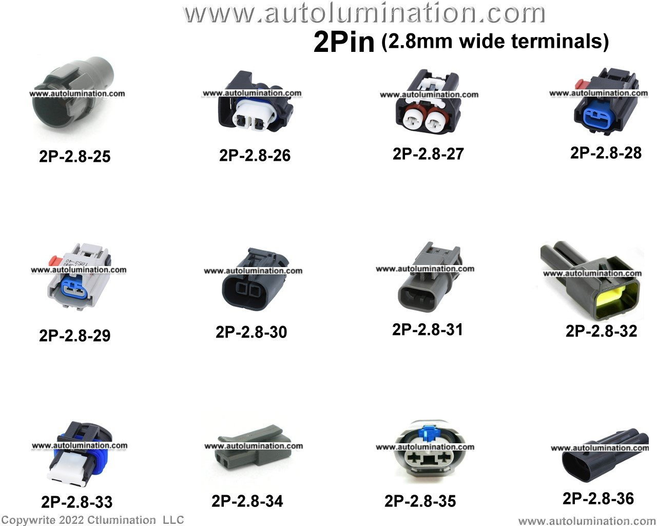 Automotive 2 Pin Position Cavity Wire Connector