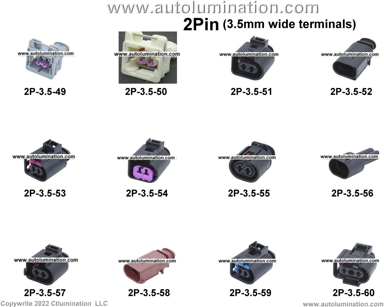 Automotive 2 Pin Position Cavity Wire Connector