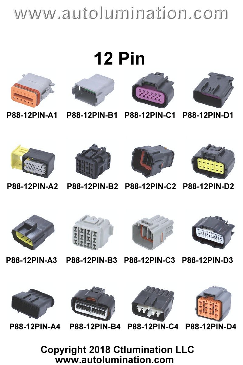 Automotive,  20, 23, 24, 26, 28, 32, 33, 34, 35, 36, 37, 38, 39, 42, 44, 48, 52, 58, 60, 62. 64, 73, 81. 82. 90. 94, 104, 112, Pin, Position, Cavity, Wire, Connector