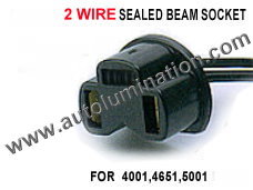 Sealed Beam 2Wire Female Plastic Headlight Pigtail Connector 16 Gauge