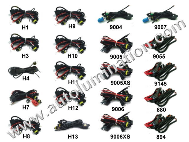 H10,M-F,Plastic,Headlight,HID,Relay,Harness,Single,Circuit,16,Gauge