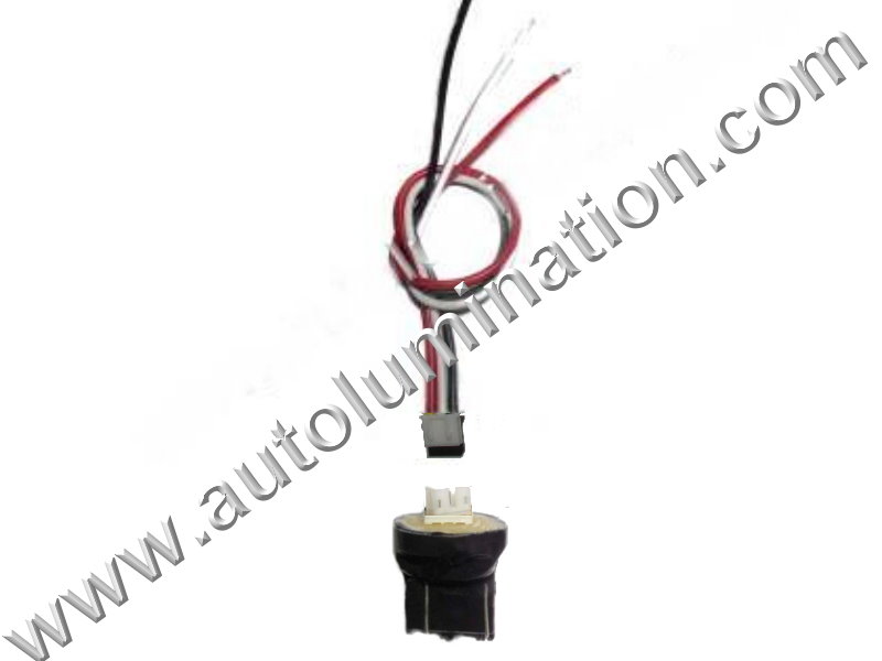 7443 T20 Wedge Plastic standard bulb bases with a plug in 2wire pigtail 6in 18 gauge wires