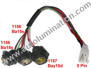 1156 Pigtail Wire Harness – Male Socket S25 – 2-Pack – Turn Signal Bulb Plug